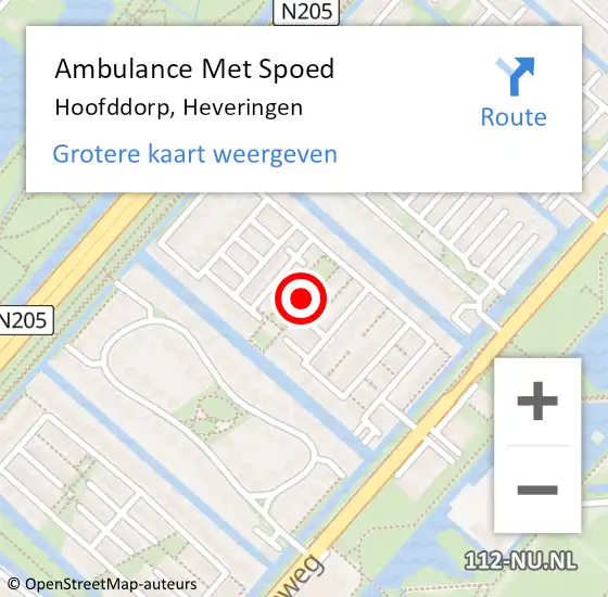 Locatie op kaart van de 112 melding: Ambulance Met Spoed Naar Hoofddorp, Heveringen op 24 oktober 2021 17:52