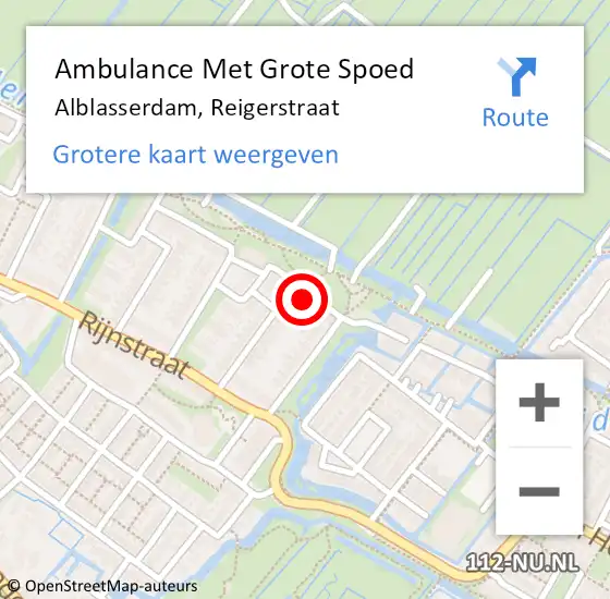 Locatie op kaart van de 112 melding: Ambulance Met Grote Spoed Naar Alblasserdam, Reigerstraat op 24 oktober 2021 17:53