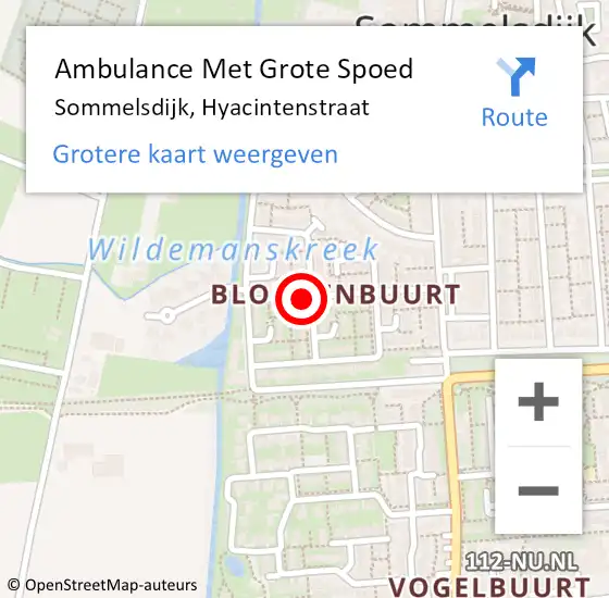 Locatie op kaart van de 112 melding: Ambulance Met Grote Spoed Naar Sommelsdijk, Hyacintenstraat op 24 oktober 2021 18:17