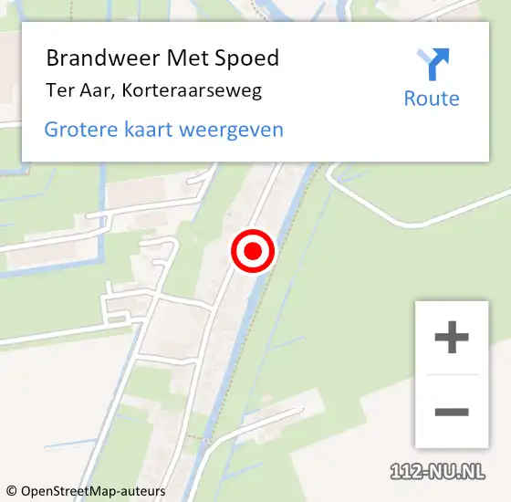 Locatie op kaart van de 112 melding: Brandweer Met Spoed Naar Ter Aar, Korteraarseweg op 24 oktober 2021 18:42