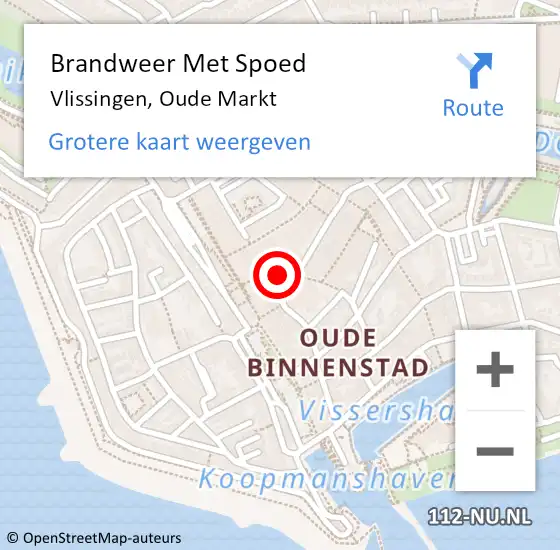 Locatie op kaart van de 112 melding: Brandweer Met Spoed Naar Vlissingen, Oude Markt op 24 oktober 2021 18:45