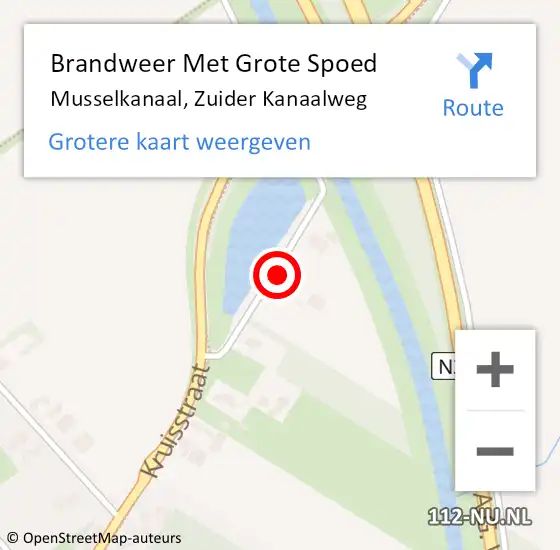 Locatie op kaart van de 112 melding: Brandweer Met Grote Spoed Naar Musselkanaal, Zuider Kanaalweg op 24 oktober 2021 19:16