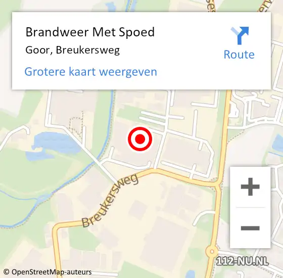 Locatie op kaart van de 112 melding: Brandweer Met Spoed Naar Goor, Breukersweg op 24 oktober 2021 19:24