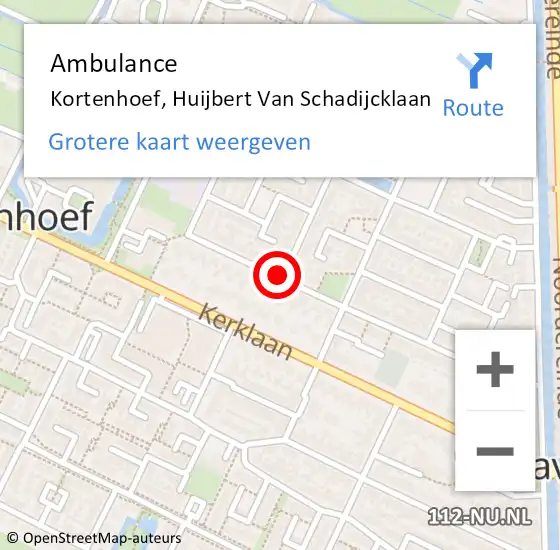 Locatie op kaart van de 112 melding: Ambulance Kortenhoef, Huijbert Van Schadijcklaan op 6 oktober 2013 13:20