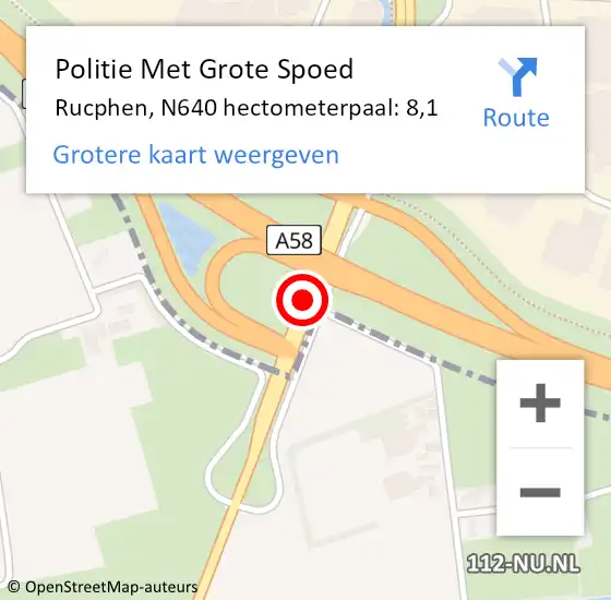 Locatie op kaart van de 112 melding: Politie Met Grote Spoed Naar Rucphen, N640 hectometerpaal: 8,1 op 24 oktober 2021 19:44