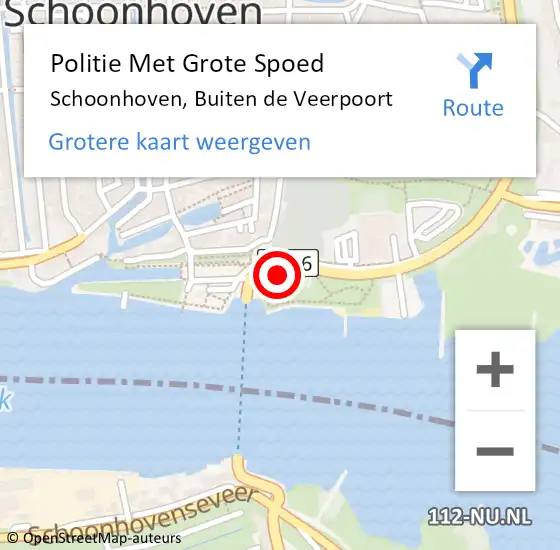 Locatie op kaart van de 112 melding: Politie Met Grote Spoed Naar Schoonhoven, Buiten de Veerpoort op 24 oktober 2021 19:48