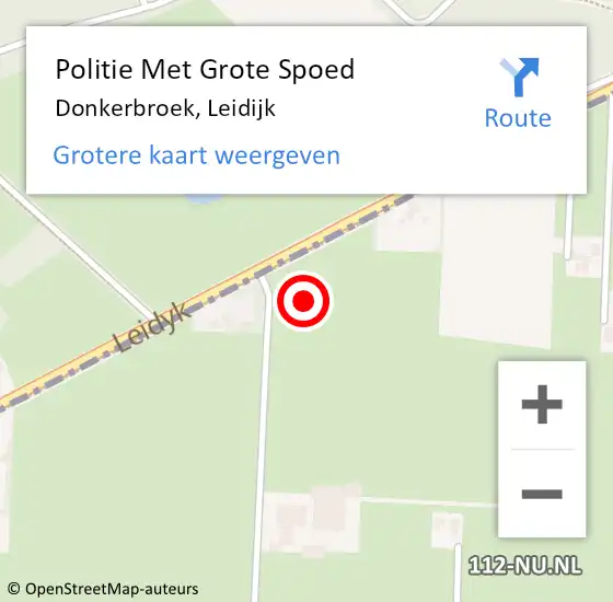 Locatie op kaart van de 112 melding: Politie Met Grote Spoed Naar Donkerbroek, Leidijk op 24 oktober 2021 19:50