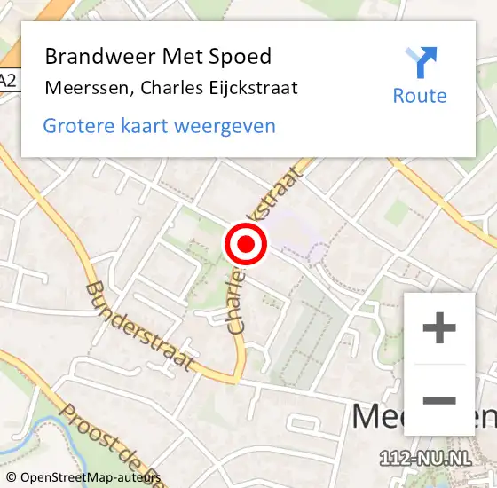 Locatie op kaart van de 112 melding: Brandweer Met Spoed Naar Meerssen, Charles Eijckstraat op 24 oktober 2021 19:58