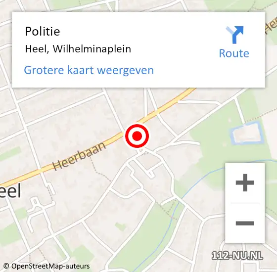 Locatie op kaart van de 112 melding: Politie Heel, Wilhelminaplein op 24 oktober 2021 20:06