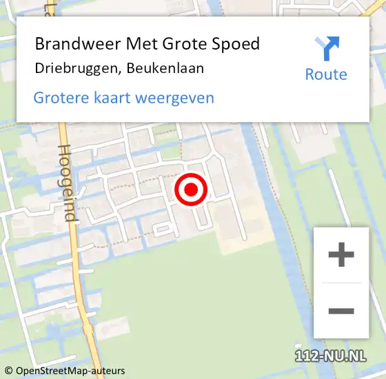 Locatie op kaart van de 112 melding: Brandweer Met Grote Spoed Naar Driebruggen, Beukenlaan op 24 oktober 2021 20:16