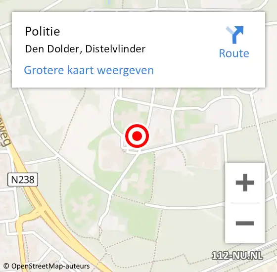 Locatie op kaart van de 112 melding: Politie Den Dolder, Distelvlinder op 24 oktober 2021 20:28