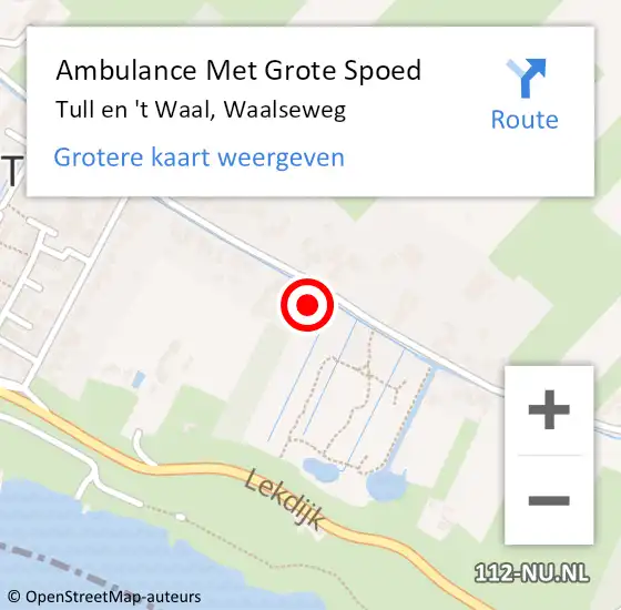 Locatie op kaart van de 112 melding: Ambulance Met Grote Spoed Naar Tull en 't Waal, Waalseweg op 27 juni 2014 06:12