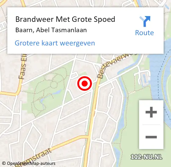 Locatie op kaart van de 112 melding: Brandweer Met Grote Spoed Naar Baarn, Abel Tasmanlaan op 24 oktober 2021 21:45