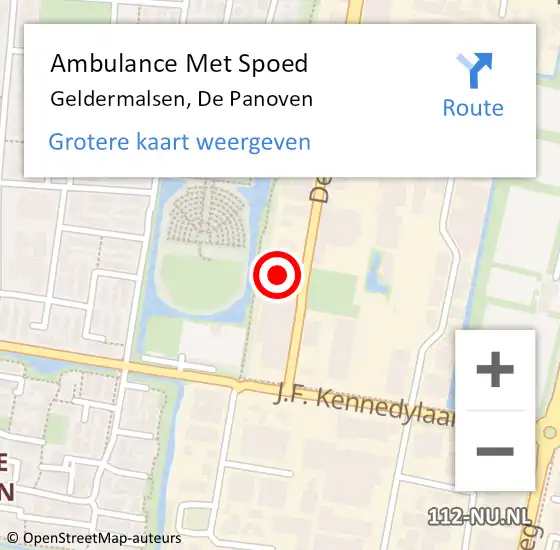Locatie op kaart van de 112 melding: Ambulance Met Spoed Naar Geldermalsen, De Panoven op 24 oktober 2021 21:54