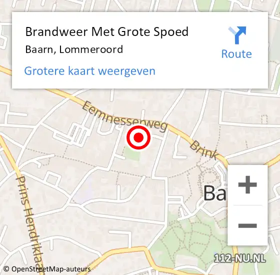 Locatie op kaart van de 112 melding: Brandweer Met Grote Spoed Naar Baarn, Lommeroord op 24 oktober 2021 22:00
