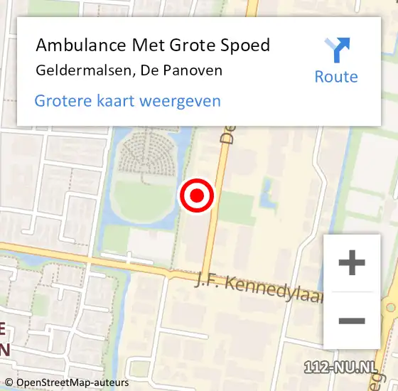 Locatie op kaart van de 112 melding: Ambulance Met Grote Spoed Naar Geldermalsen, De Panoven op 24 oktober 2021 22:07