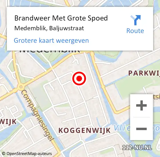 Locatie op kaart van de 112 melding: Brandweer Met Grote Spoed Naar Medemblik, Baljuwstraat op 24 oktober 2021 22:12