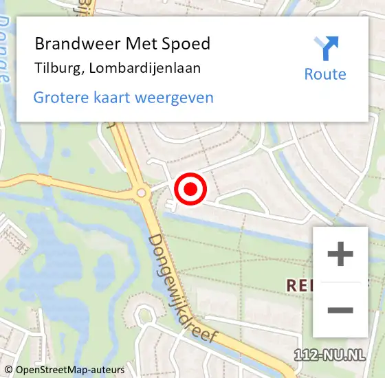 Locatie op kaart van de 112 melding: Brandweer Met Spoed Naar Tilburg, Lombardijenlaan op 24 oktober 2021 22:13