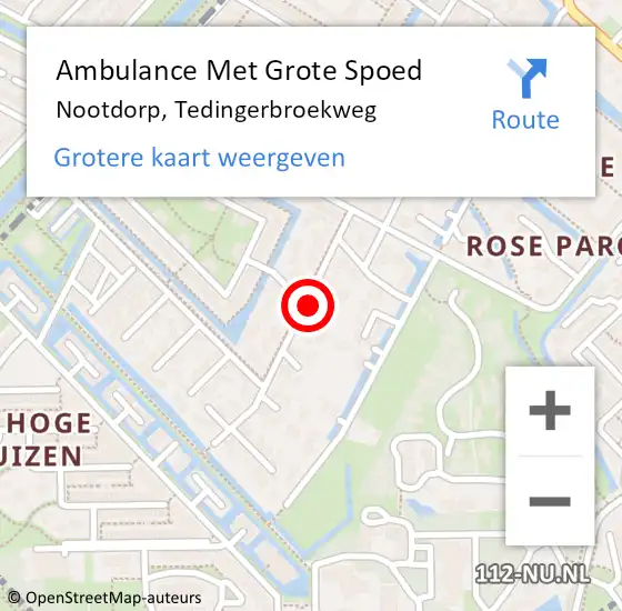 Locatie op kaart van de 112 melding: Ambulance Met Grote Spoed Naar Nootdorp, Tedingerbroekweg op 24 oktober 2021 22:28