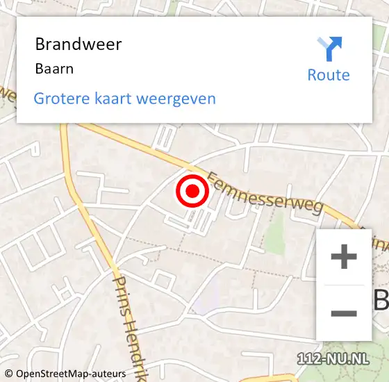 Locatie op kaart van de 112 melding: Brandweer Baarn op 24 oktober 2021 22:36