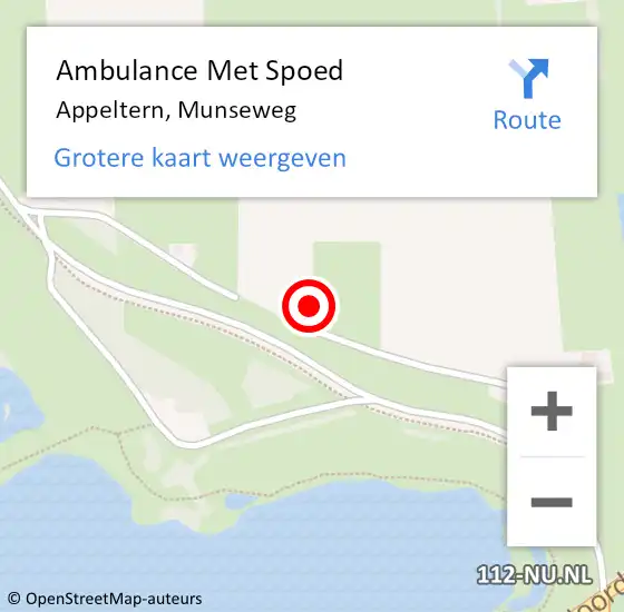 Locatie op kaart van de 112 melding: Ambulance Met Spoed Naar Appeltern, Munseweg op 24 oktober 2021 23:01