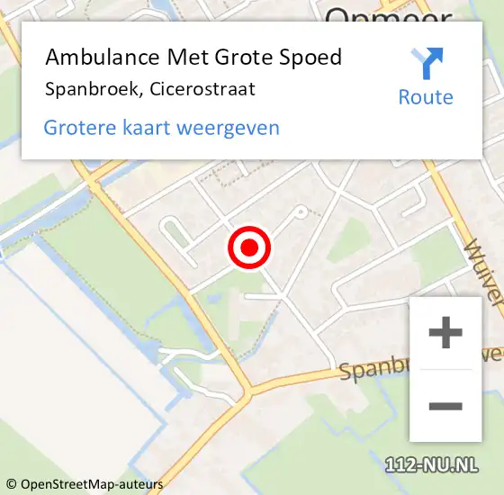 Locatie op kaart van de 112 melding: Ambulance Met Grote Spoed Naar Spanbroek, Cicerostraat op 24 oktober 2021 23:38