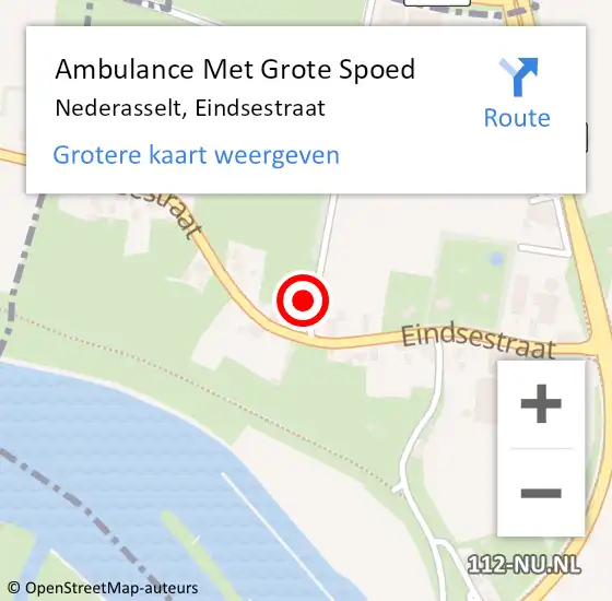 Locatie op kaart van de 112 melding: Ambulance Met Grote Spoed Naar Nederasselt, Eindsestraat op 25 oktober 2021 00:04