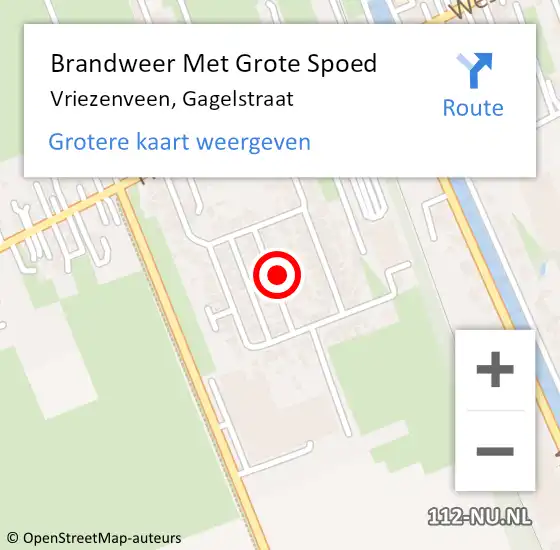 Locatie op kaart van de 112 melding: Brandweer Met Grote Spoed Naar Vriezenveen, Gagelstraat op 25 oktober 2021 02:14