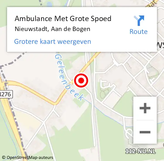 Locatie op kaart van de 112 melding: Ambulance Met Grote Spoed Naar Nieuwstadt, Aan de Bogen op 27 juni 2014 06:56