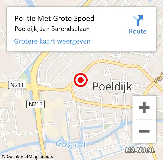 Locatie op kaart van de 112 melding: Politie Met Grote Spoed Naar Poeldijk, Jan Barendselaan op 25 oktober 2021 03:18