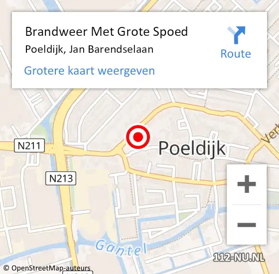 Locatie op kaart van de 112 melding: Brandweer Met Grote Spoed Naar Poeldijk, Jan Barendselaan op 25 oktober 2021 03:19