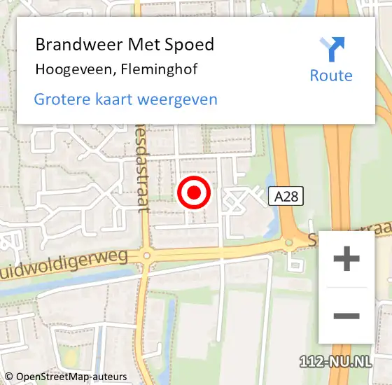 Locatie op kaart van de 112 melding: Brandweer Met Spoed Naar Hoogeveen, Fleminghof op 25 oktober 2021 04:16