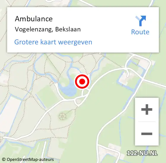 Locatie op kaart van de 112 melding: Ambulance Vogelenzang, Bekslaan op 25 oktober 2021 05:26