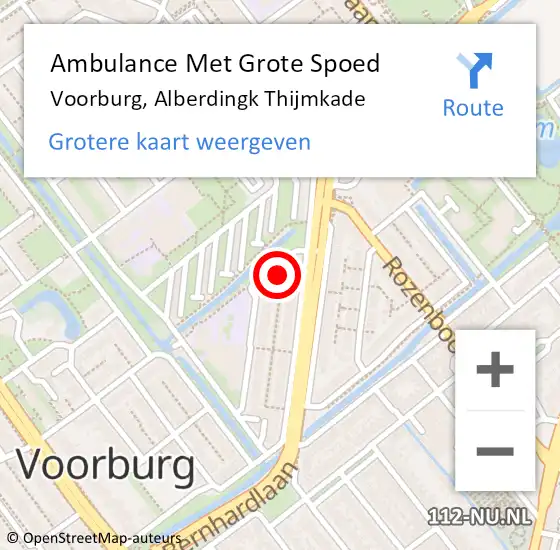 Locatie op kaart van de 112 melding: Ambulance Met Grote Spoed Naar Voorburg, Alberdingk Thijmkade op 25 oktober 2021 05:27