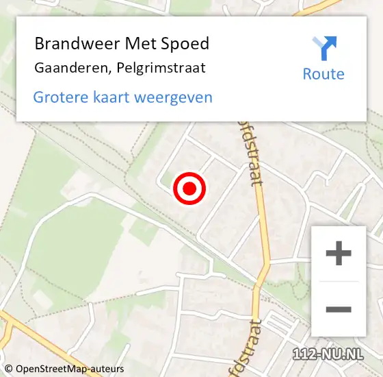 Locatie op kaart van de 112 melding: Brandweer Met Spoed Naar Gaanderen, Pelgrimstraat op 25 oktober 2021 06:28