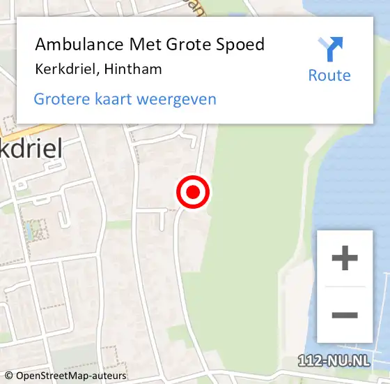 Locatie op kaart van de 112 melding: Ambulance Met Grote Spoed Naar Kerkdriel, Hintham op 25 oktober 2021 06:49