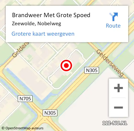 Locatie op kaart van de 112 melding: Brandweer Met Grote Spoed Naar Zeewolde, Nobelweg op 27 juni 2014 07:18