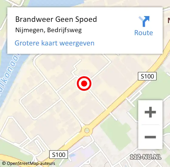 Locatie op kaart van de 112 melding: Brandweer Geen Spoed Naar Nijmegen, Bedrijfsweg op 25 oktober 2021 07:35