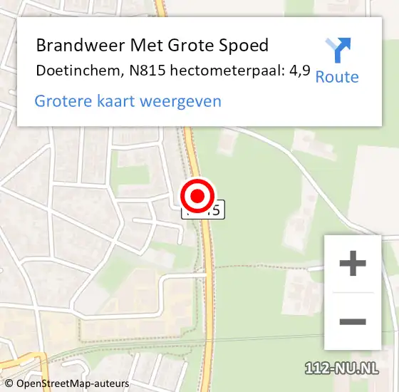 Locatie op kaart van de 112 melding: Brandweer Met Grote Spoed Naar Doetinchem, N815 hectometerpaal: 4,9 op 25 oktober 2021 07:53