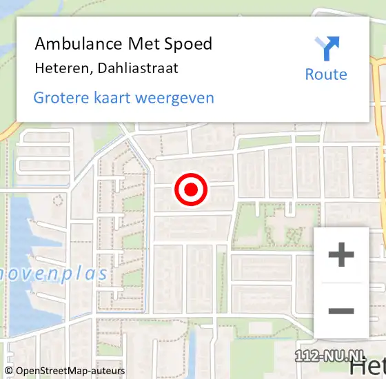 Locatie op kaart van de 112 melding: Ambulance Met Spoed Naar Heteren, Dahliastraat op 25 oktober 2021 08:04