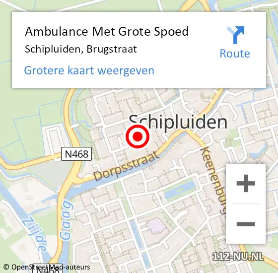 Locatie op kaart van de 112 melding: Ambulance Met Grote Spoed Naar Schipluiden, Brugstraat op 25 oktober 2021 08:31