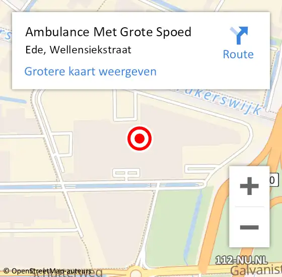 Locatie op kaart van de 112 melding: Ambulance Met Grote Spoed Naar Ede, Wellensiekstraat op 25 oktober 2021 08:57