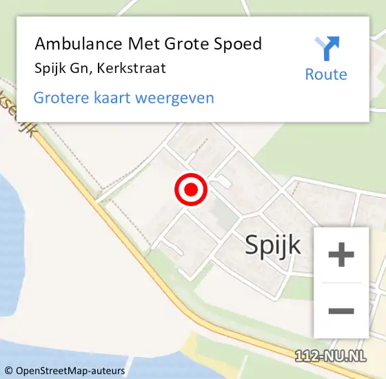 Locatie op kaart van de 112 melding: Ambulance Met Grote Spoed Naar Spijk Gn, Kerkstraat op 25 oktober 2021 09:07
