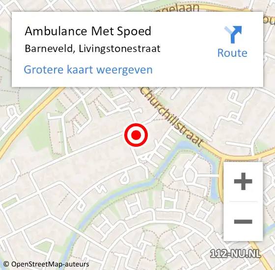 Locatie op kaart van de 112 melding: Ambulance Met Spoed Naar Barneveld, Livingstonestraat op 25 oktober 2021 09:38
