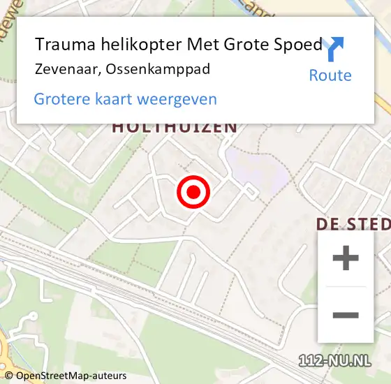 Locatie op kaart van de 112 melding: Trauma helikopter Met Grote Spoed Naar Zevenaar, Ossenkamppad op 25 oktober 2021 09:50
