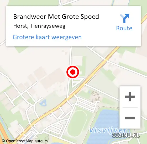 Locatie op kaart van de 112 melding: Brandweer Met Grote Spoed Naar Horst, Tienrayseweg op 25 oktober 2021 10:01