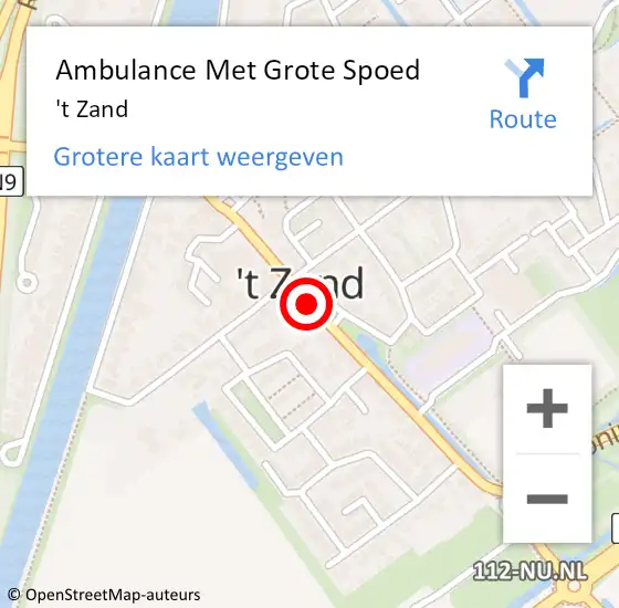 Locatie op kaart van de 112 melding: Ambulance Met Grote Spoed Naar 't Zand op 27 juni 2014 07:52