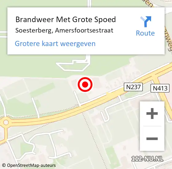 Locatie op kaart van de 112 melding: Brandweer Met Grote Spoed Naar Soesterberg, Amersfoortsestraat op 25 oktober 2021 10:14