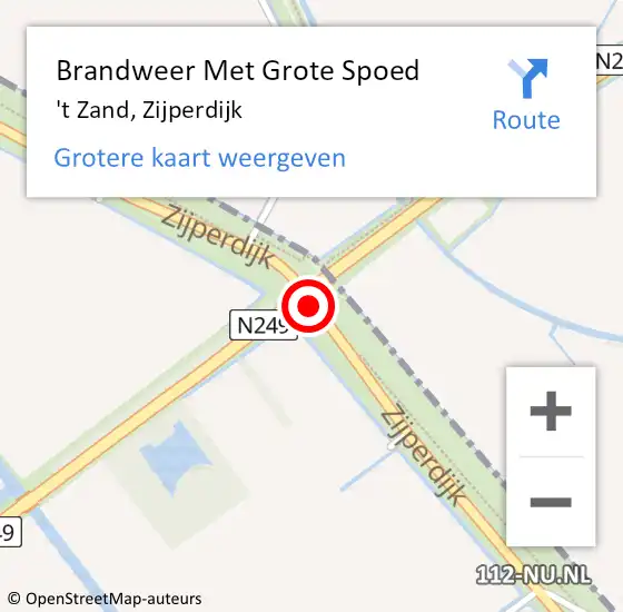 Locatie op kaart van de 112 melding: Brandweer Met Grote Spoed Naar 't Zand, Zijperdijk op 27 juni 2014 07:52