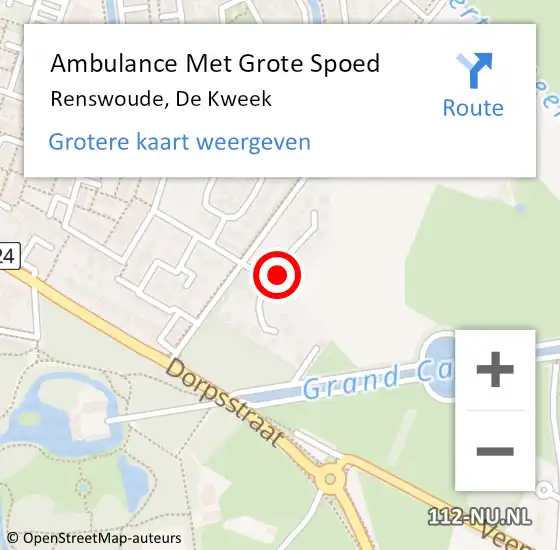 Locatie op kaart van de 112 melding: Ambulance Met Grote Spoed Naar Renswoude, De Kweek op 25 oktober 2021 10:17